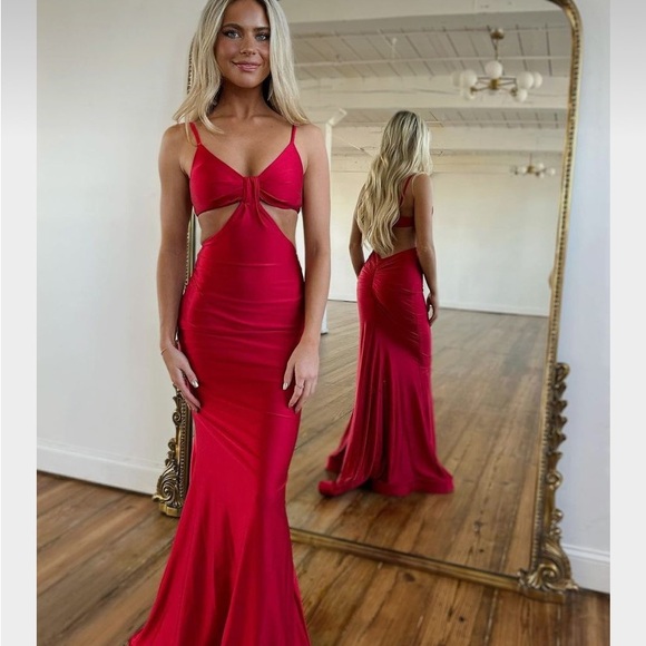 Long Red dress with cut outs - Picture 1 of 2